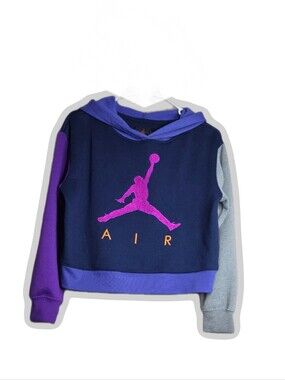 Nike Air Jordan Colorblock Kids Hoodie - Navy, Purple, Gray